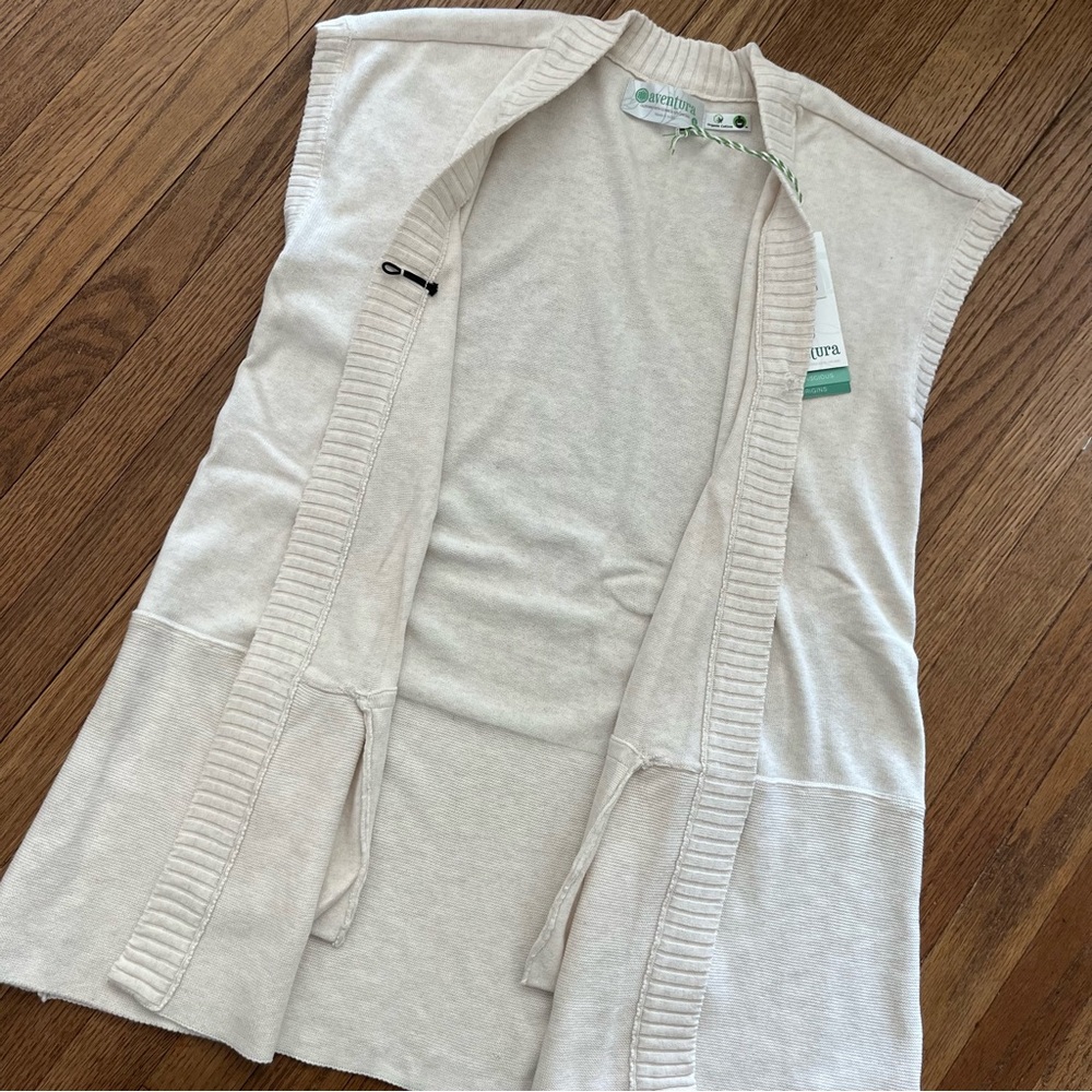 Aventura Whisper White Frankie Sweater Vest Organic Cotton Size Small - Picture 4 of 7